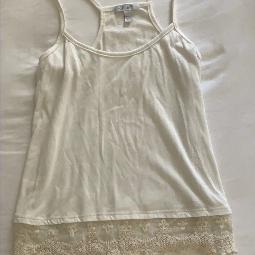 White tank top with lace detailing